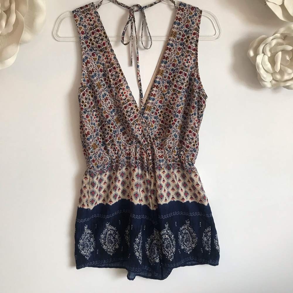 Lulus Double V-Neck Romper Tank Shorts Small